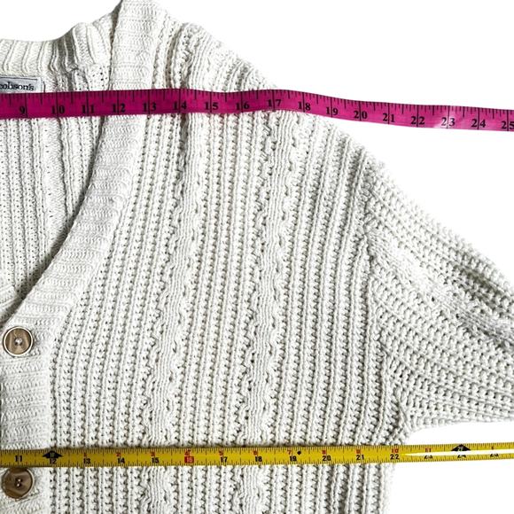 90s Vintage Jacobson's Ivory Knitted Grandpa Cardigan - Picture 4 of 8